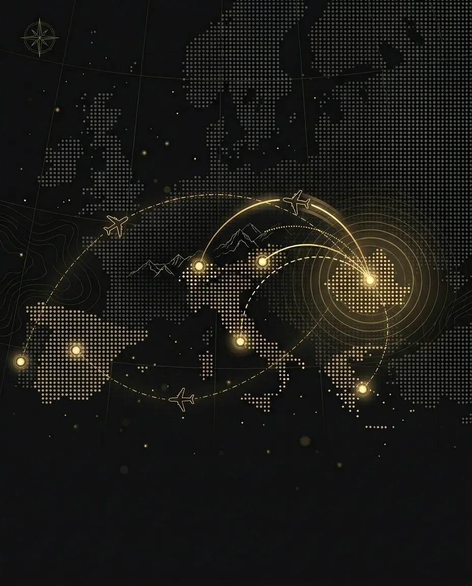 Map of Europe with routes from Romania to employers across Europe